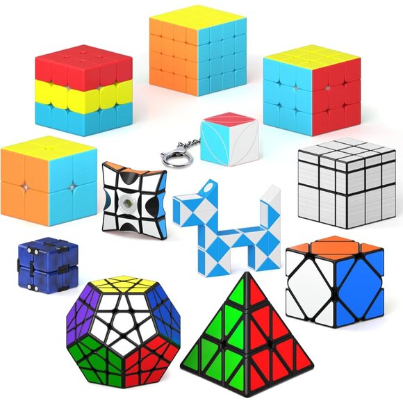12 Pack Speed Cube Set Puzzle Cube Pack 2x2 3x3 4x4 Pyramid Dodecahedron Mirror